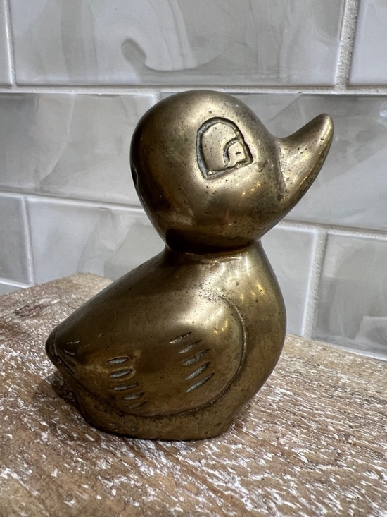 Vintage Other - Vintage Brass Duck Figurine Hollow Mid Century Style Decor